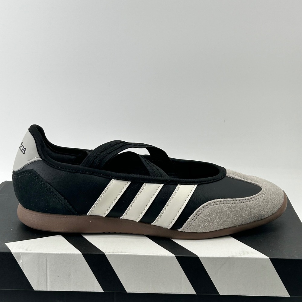 Adidas Barreda Mary Jane Women 8.5 Black White Grey Gum AH07401 Ballet Flats